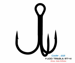 2211 FUDO TREBLE RT-41 #8 BLACK NIKEL 7P - FUDOHOOKS
