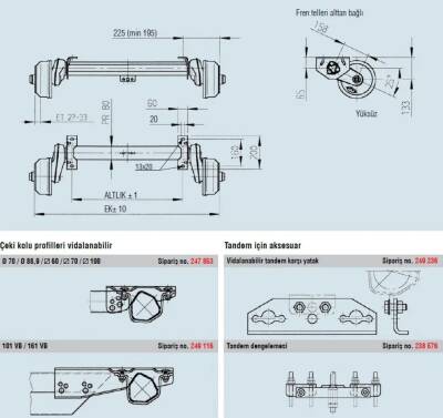 Al-Ko 1000Kg 4x100 1400mm Torsiyonlu Frenli Aks Dingil - 5