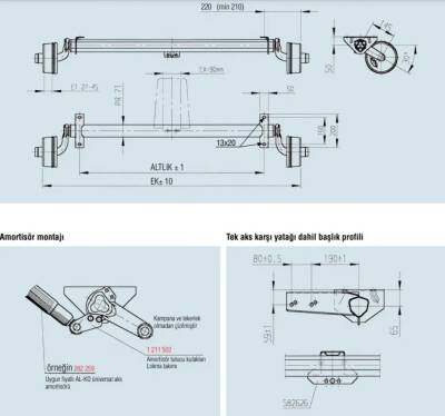 Al-Ko 1500Kg 1400mm Torsiyonlu Frenli Aks Dingil Seti - 5