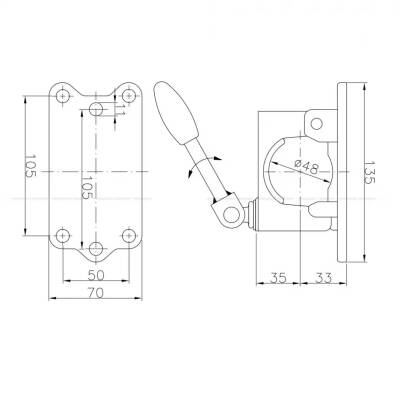 Al-Ko 48 lik 4 Delik Döküm Destek Tekeri Kelepçesi - 3