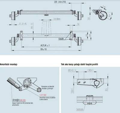 Al-Ko 750Kg 4x100 1400mm Torsiyonlu Frenli Dingil - 5