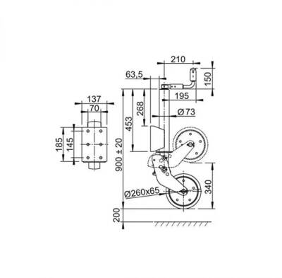 Al-Ko Katlanır Tip Flanşlı Tam Otomatik 500kg 200X50 Destek Ayağı Tekerleği - 3