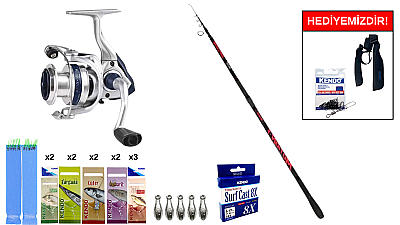 Albastar Motion-F Surf 420cm 100-250Gr&Okuma ARIA-6000a Painting Silver 1BB Surf Seti - 1