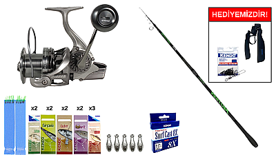 Albastar Motion Surf 420cm 100-250Gr&Ryuji Momentum 6000 Silver 11+1BB Surf Seti - 1