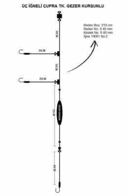 Albastar Üç İğneli Gezer Kurşunlu Çupra Takımı - 3