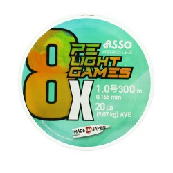 Asso 8X Light Games PE 8 Örgü Spin İp Misina 300mt Fluo Green - Asso