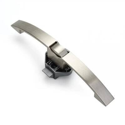 Babarvy Bas Aç Kulplu Ortadan Bas Aç 16 cm Dolap/Çekmece Kilidi (Satin Nikel) - 1