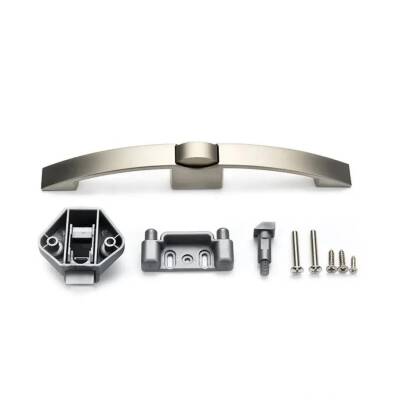 Babarvy Bas Aç Kulplu Ortadan Bas Aç 16 cm Dolap/Çekmece Kilidi (Satin Nikel) - 2