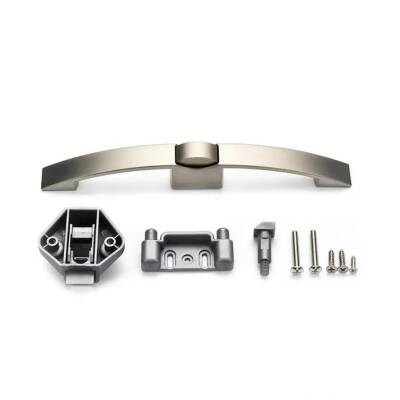 Babarvy Bas Aç Kulplu Ortadan Bas Aç 16 cm Dolap/Çekmece Kilidi (Satin Nikel) - 2