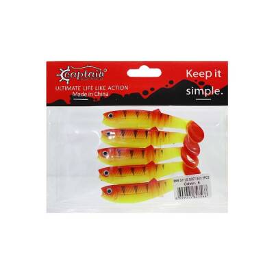 Captain 3569 Style Soft 8cm Levrek Silikonu 5li Paket Suni Yem - 8