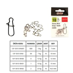 Captain 5015 Sahte Balık Klipsi Snap İnox 10lu Paket Black Nikel - Captain