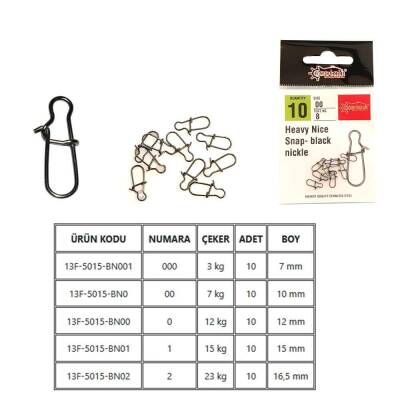 Captain 5015 Sahte Balık Klipsi Snap İnox 10lu Paket Black Nikel - 1