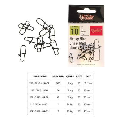 Captain 5016 Sahte Balık Klipsi Snap İnox 10lu Paket Mat Black - 1