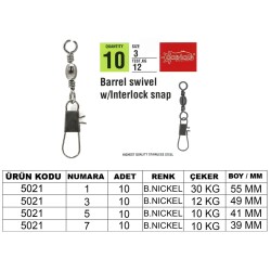 Captain 5021 Kilitli Klips 10lu Paket Black Nikel - Captain
