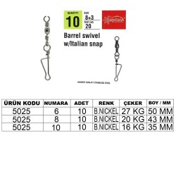 Captain 5025 İtalyan Klips 10lu Paket Black Nikel - Captain