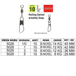 Captain 5028 Klips Safety 10lu Paket Black Nikel - Captain