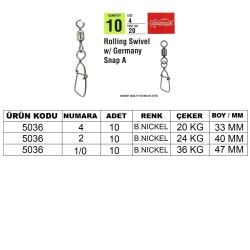 Captain 5036 Germany-A Klips 10lu Paket Black Nikel - Captain