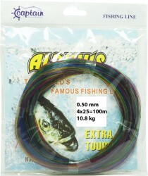 Captain Alpinus Poşet Misina 4x25 Bağlantılı 100mt Ebruli - Captain
