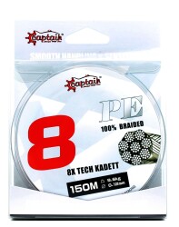 Captain X8 Kadett Tech PE 8 Örgü Spin İpi 150mt Dark Green - Captain