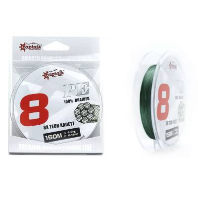 Captain X8 Kadett Tech PE 8 Örgü Spin İpi 150mt Dark Green - 4