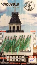 Çinekop Çaparisi UV-GLOW Simli 10 İğneli Kolay Açılan Çapari 025mm Beden x 035mm Köstek - Captain