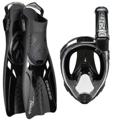 Cressi Baron Maske Şnorkel + Tonga Palet Seti - 40