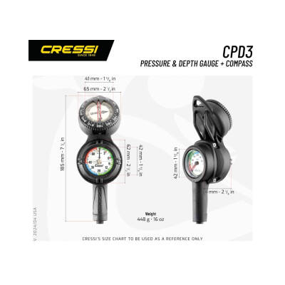 Cressi CPD3 Dalış Konsolu ve Derinlik Hesaplayıcı - 16