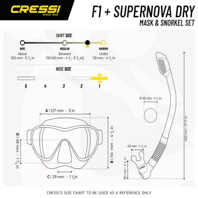 Cressi F1 Black + Dry Maske Şnorkel Seti - 187