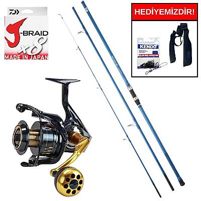 Daiwa New Sensor 4.20m 100-200gr&Okuma Salina SA-6000HA Blue 6+1BB Kurşun Arkası Set - 1