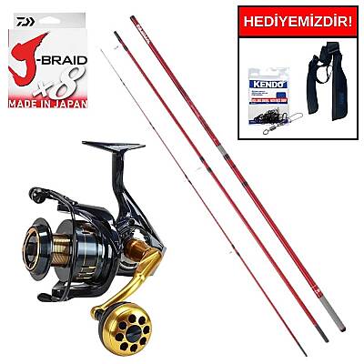 Daiwa Triforce Surf Serisi 420cm 100-225gr&Okuma Salina SA-6000HA Blue 6+1BB Kurşun Arkası Set - 1
