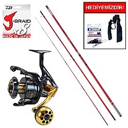 Daiwa Triforce Surf Serisi 420cm 100-225gr&Okuma Salina SA-8000A Blue 6+1BB Kurşun Arkası Set - Daiwa