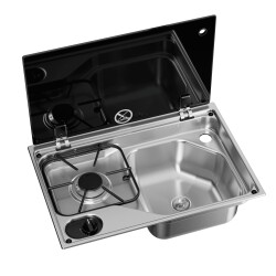 Dometic CVC1525G RH Tek Gözlü Ocak ve Evye Kombinasyonu Cam Kapaklı 525x350 mm - Dometic