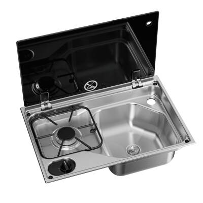 Dometic CVC1525G RH Tek Gözlü Ocak ve Evye Kombinasyonu Cam Kapaklı 525x350 mm - 1