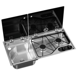 Dometic CVC1700G LH İki Gözlü Ocak ve Evye Kombinasyonu Cam Kapaklı 700x350 mm - Dometic