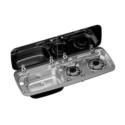 Dometic HSG 2370L İki Gözlü Ocak ve Eviye Kombinasyonu Cam Kapaklı 900x370 mm - 1