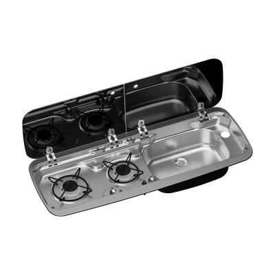 Dometic HSG 2370R İki Gözlü Ocak ve Eviye Kombinasyonu Cam Kapaklı 900x370 mm - 1