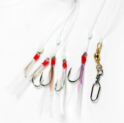 Feather rig flash white beads swivels - FLADEN