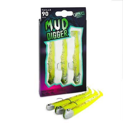 Fiiish Mud Digger MD1136 Maxi Combo Chartreuse Silikon Yem - 1