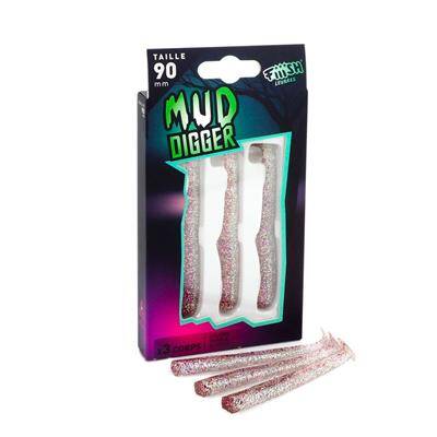 Fiiish Mud Digger MD1144 3X Gövde Purple Glitter Silikon Yem - 1