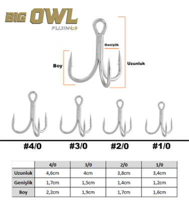 Fujin Big OWL Süper Anti-Rust Üçlü Kanca - 2