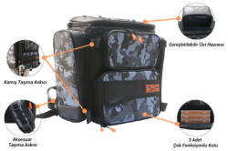Fujin Black Camo Back Pack - Balıkçı Sırt Çantası - 3