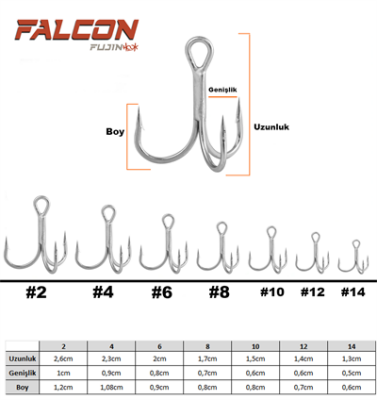 Fujin Falcon Süper Anti-Rust Üçlü Kanca - 2