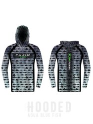 Fujin Performance Hooded Kapüşonlu T-Shirt Aqua Blue Fish - Fujin