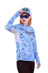 Fujin Pro Angler T-Shirt Women Blue Fish - Fujin