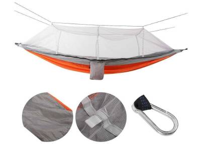 Hamak 7410 Fileli ve Cibinlikli Pro Hamak 190x70cm Turuncu-Gri - 1