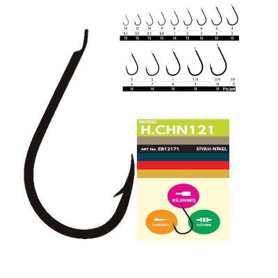 Hayabusa HCHN 121 Kısa Pala Dövme Olta İğnesi 15li Paket Black Nikel - 1
