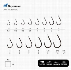 Hayabusa HCHN 121 Kısa Pala Dövme Olta İğnesi 15li Paket Black Nikel - 3