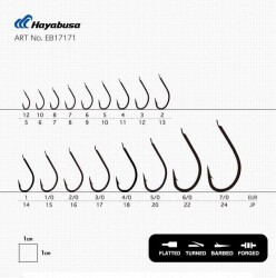 Hayabusa HMRS 171 Kısa Pala Dövme Olta İğnesi 15li Paket Black Nikel - 3