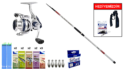 Kendo Atlantic Surf 4.20m 100-250gr&Okuma ARIA-8000a Painting Silver 1BB Surf Seti - 1