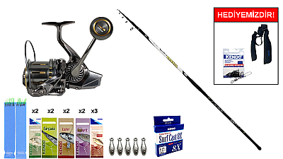 Kendo Azurro Surf 420cm 150 gr&Ryuji Momentum 10000 Silver Uv 11+1BB Surf Seti - 1